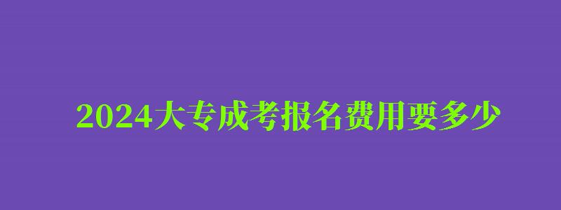 2024大专成考报名费用要多少