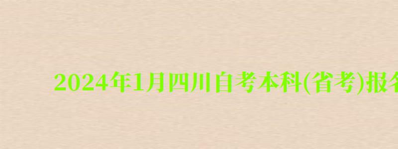 2024年1月四川自考本科(省考)报名时间