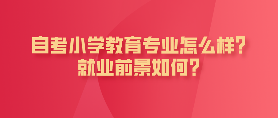 自考小学教育专业怎么样？就业前景如何？