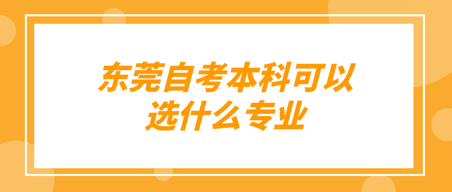 东莞自考本科可以选什么专业